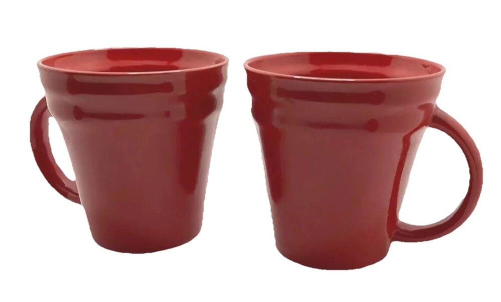 Rachael Ray Double Ridge, Solid Red Coffee/Tea Mugs - Set of 2